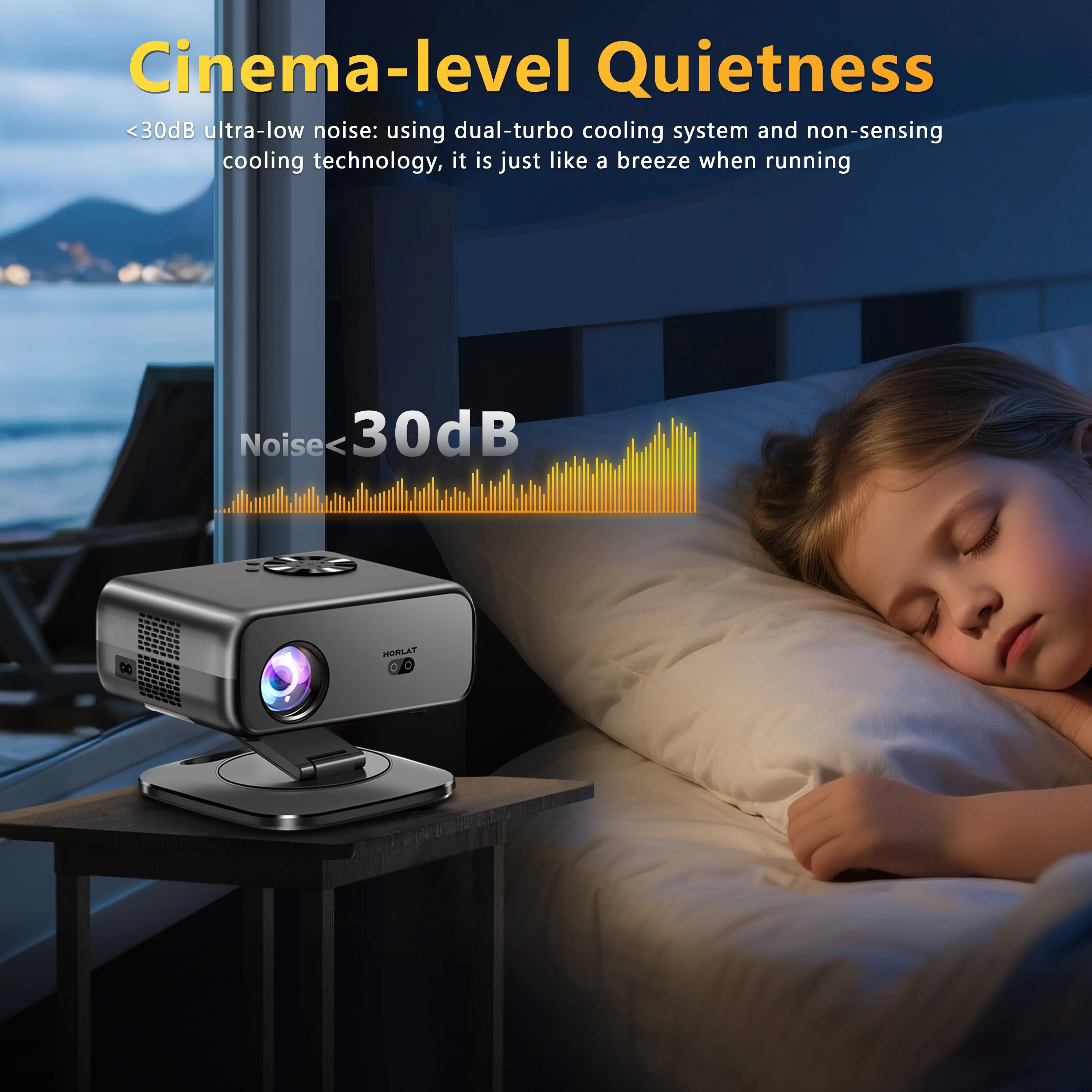 HORLAT M4 25000Lumens Portable Proyector Android12 Mini Projector 4K 64G Auto Focus Keystone Full HD 1080P 3D Home Theater WiFi6