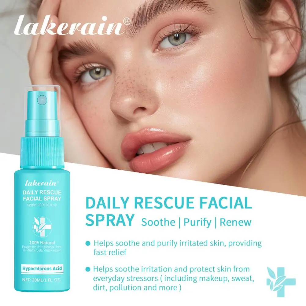 Semprotan Wajah Penyelamatan 30Ml untuk Kulit Sensitif Semprotan Asam Hipoklorit Membantu Mengurangi Kemerahan Semprotan Penyeimbang PH yang Menenangkan