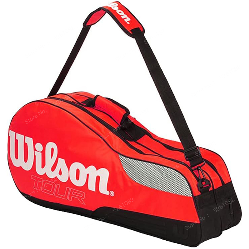 Bolsa de raqueta de tenis Wilson genuina, bolsa de raqueta de tenis impermeable para exteriores de gran capacidad, bolsa de Golf, bolsa deportiva de tenis para hombres y mujeres