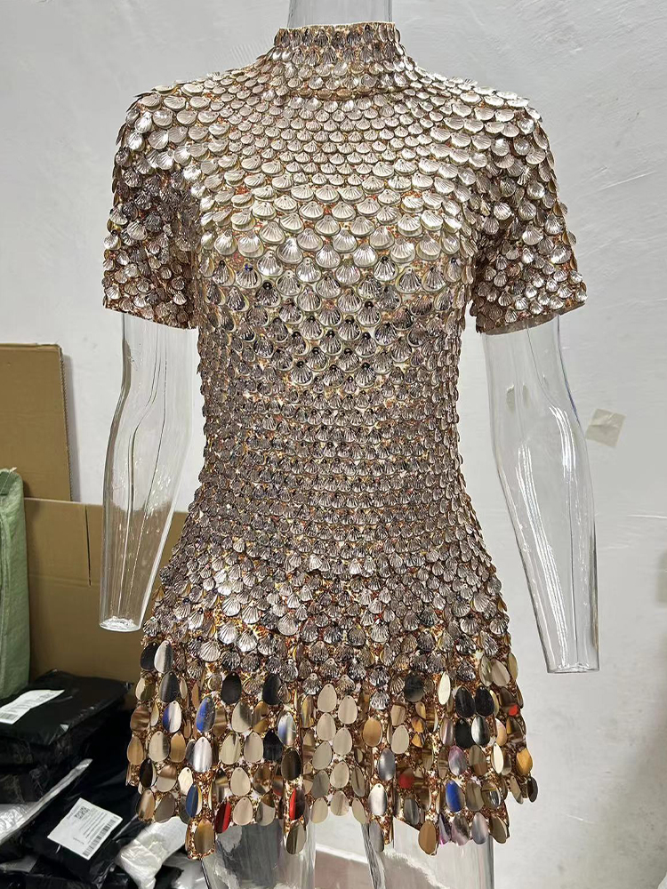 Sexy preto concha lantejoulas mini vestido boate dança de alta qualidade desempenho roupas bodysuit aniversário vestidos vermelhos