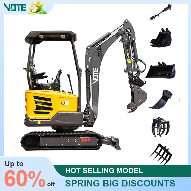 China 2 Ton 1.8 Ton Hydraulic Mini Excavator Machine 1000KG Small Digger EPA/EURO 5 Crawler Excavator Customizable For Sale