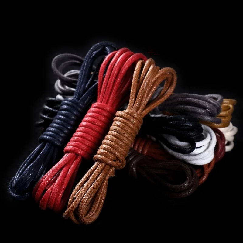 Waxed Cotton Round Shoe laces Leather Shoe laces Waterproof ShoeLaces Men Boots Shoelace 1Pair shoe accessories