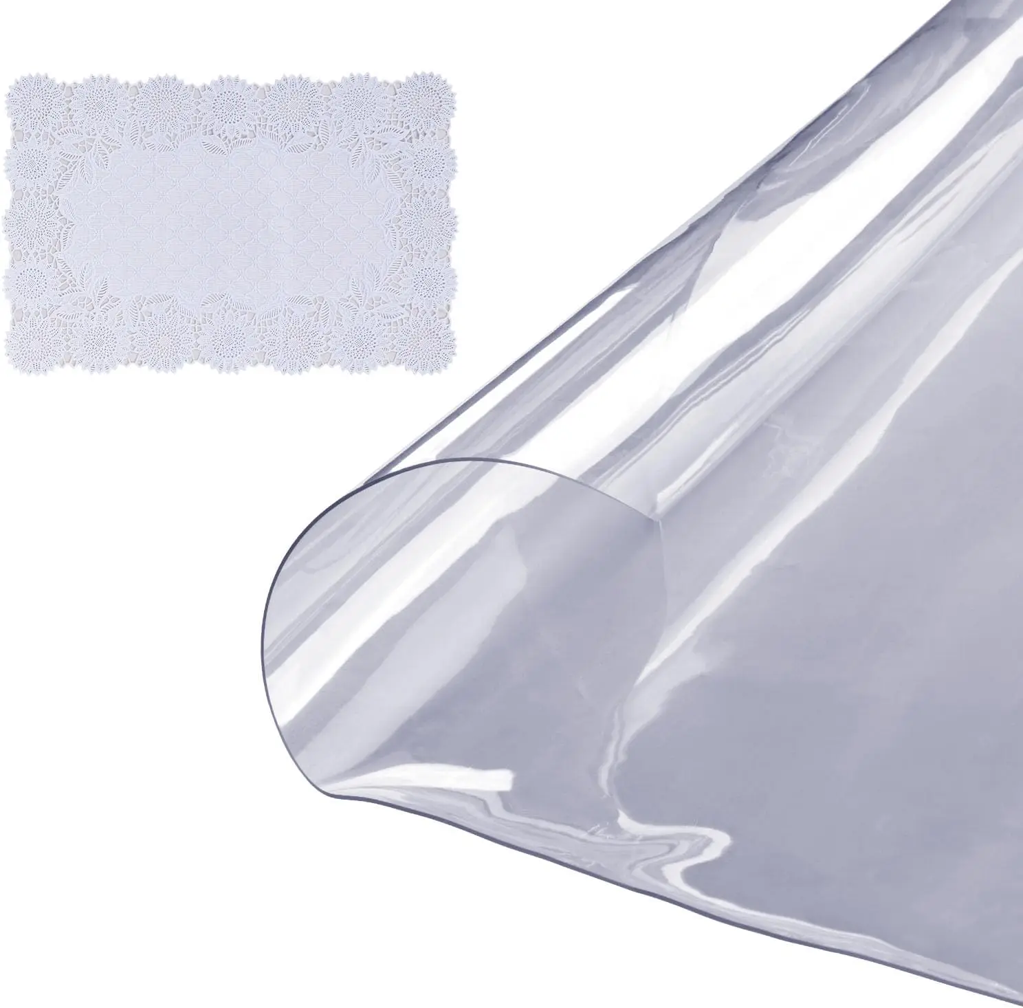 Clear Table Cover Protector, 48 inch/1230 mm Round Table Cover, 1.5 mm Thick PVC PlasticTablecloth, Waterproof Desktop Protector