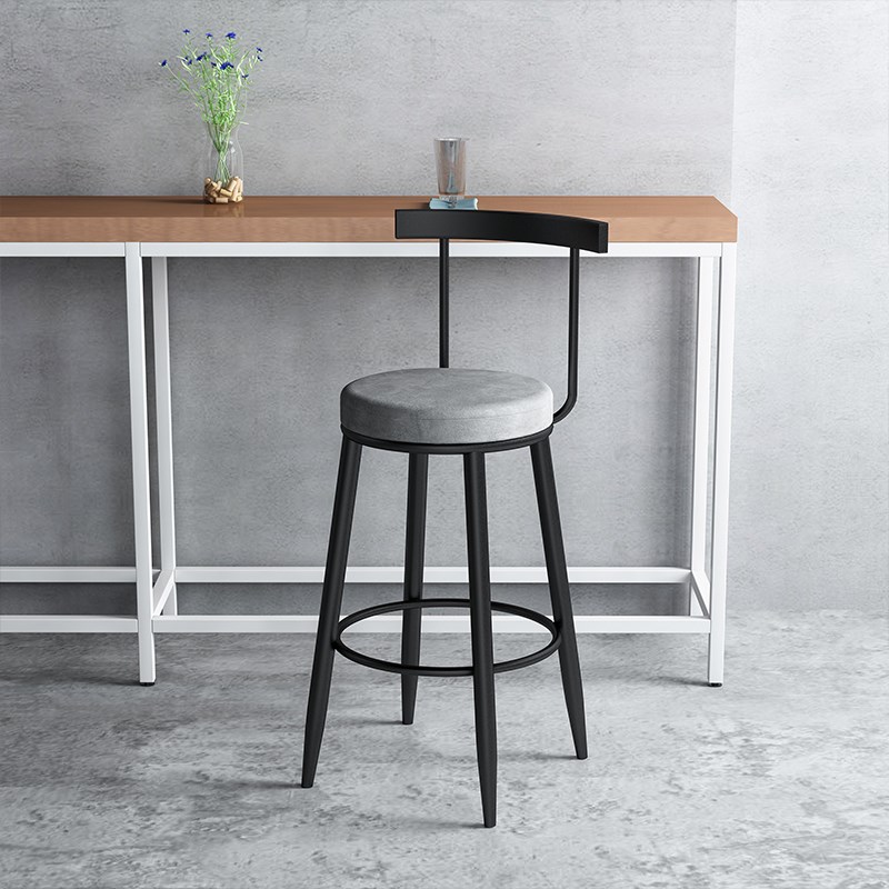 Silla de Bar moderna y ligera de lujo, taburetes de hierro con base alta para mostrador, asiento cómodo con respaldo, escena versátil, muebles para el hogar