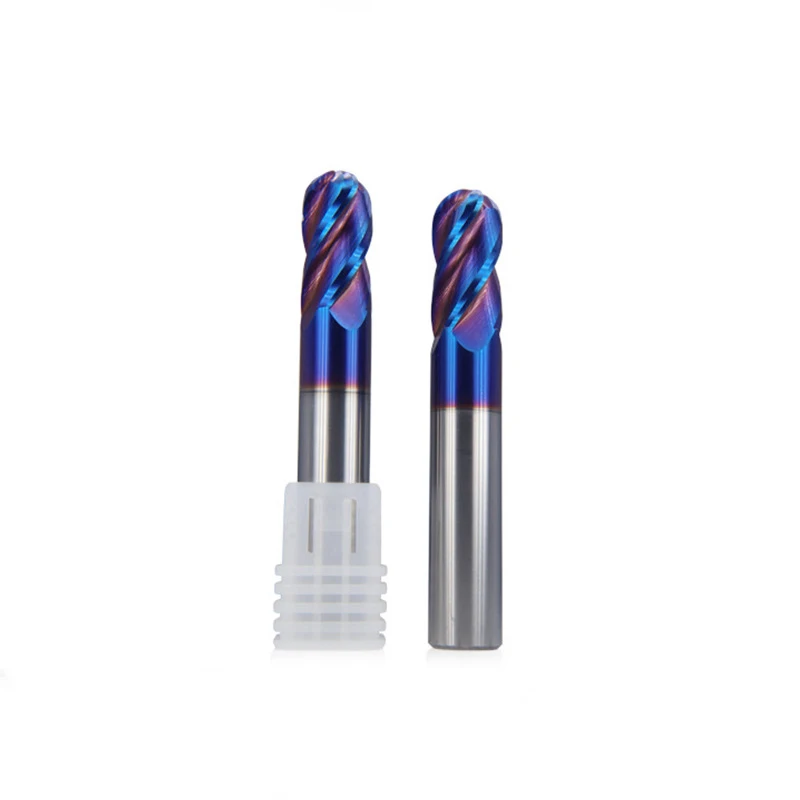 HRC65 4 ขลุ่ย Ball End Mill ทังสเตนคาร์ไบด์เครื่องตัด CNC Router Bit Milling CUTTER เครื่องมือ R0.5 6 มม.8 มม.10-20 มม.สําหรับโลหะเหล็ก