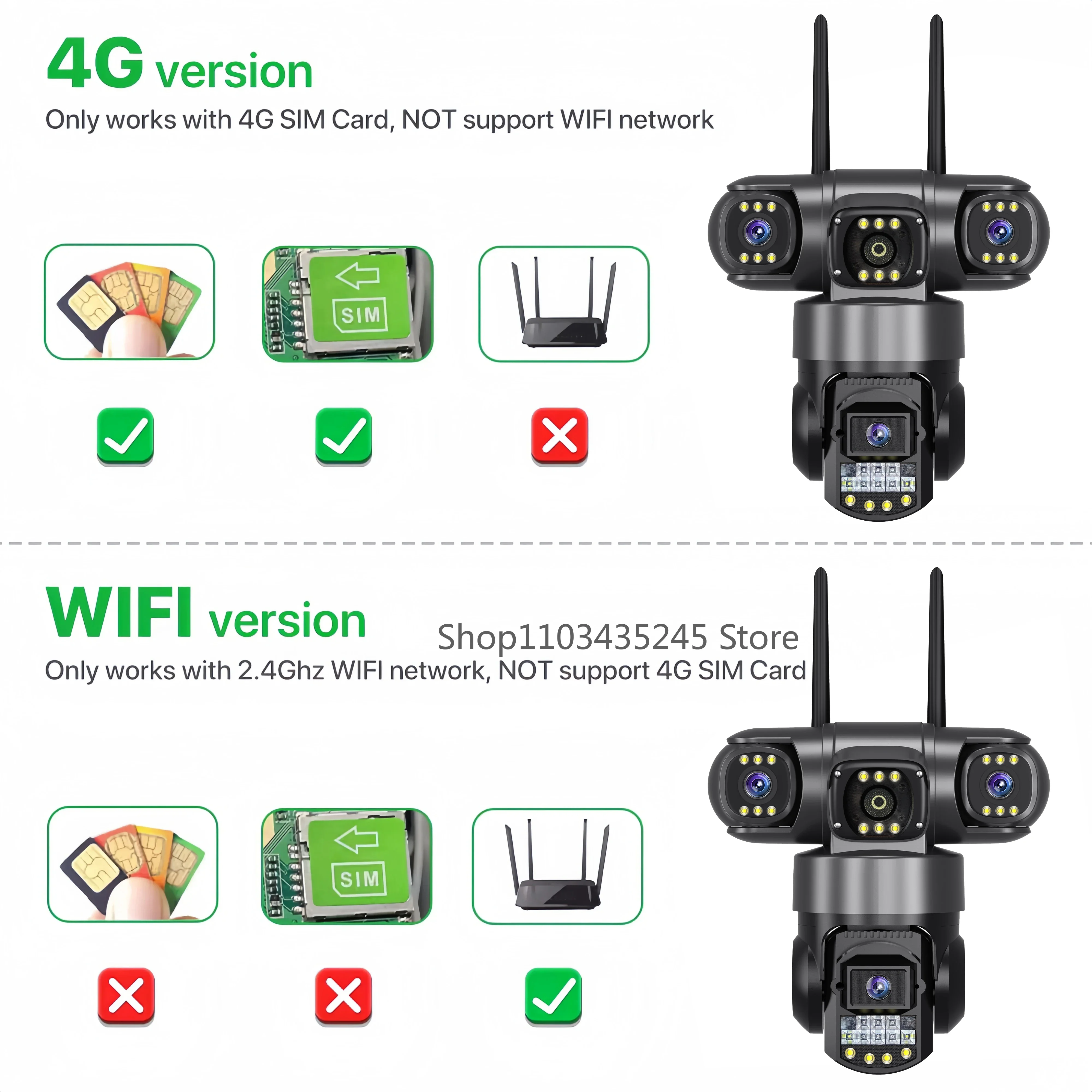 3 Lens Videobewakingscamera Wifi Netwerk CCTV Camera 4G Sim-kaart Draadloze 360 Monitor Outdoor Waterdichte Beveiligingscamera's