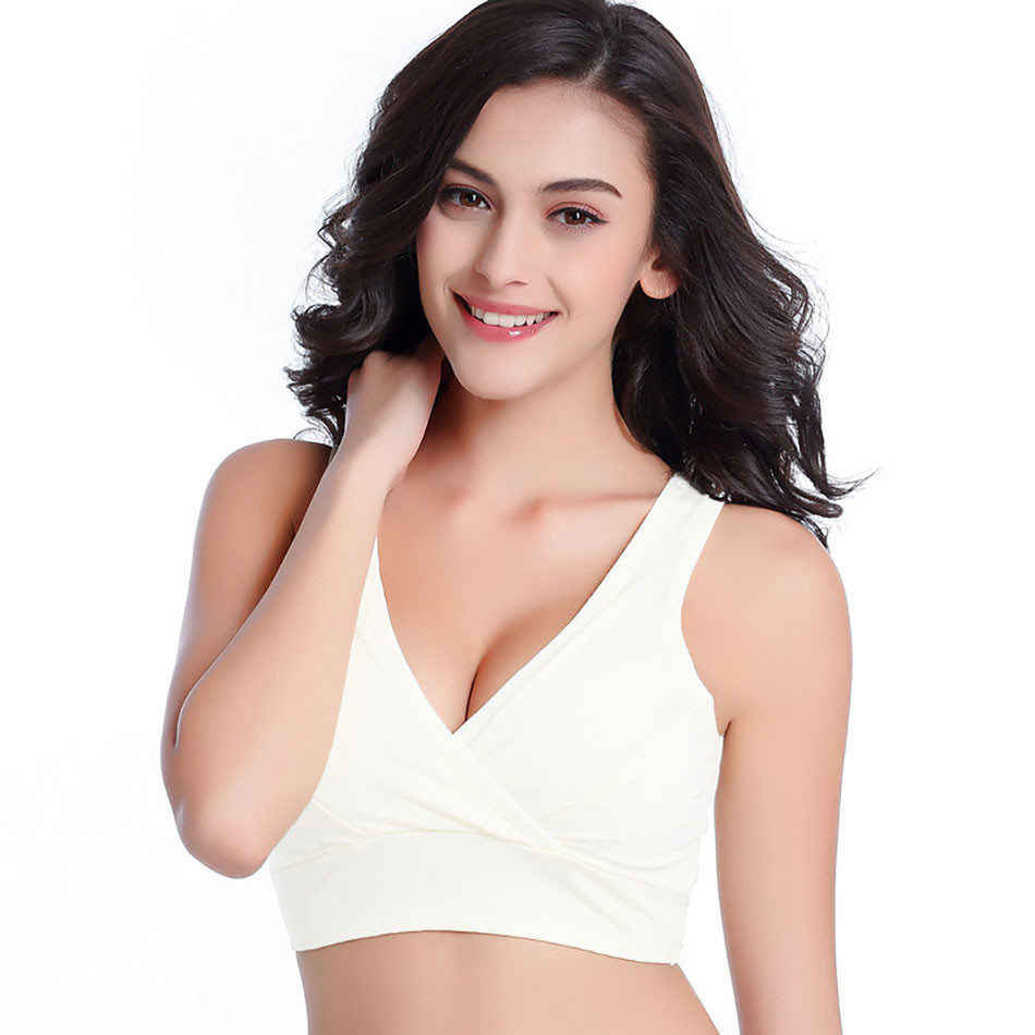 Ropa interior con aros para mujer embarazada, chaleco de estilo cruzado, sujetadores de lactancia sin almohadillas para el pecho