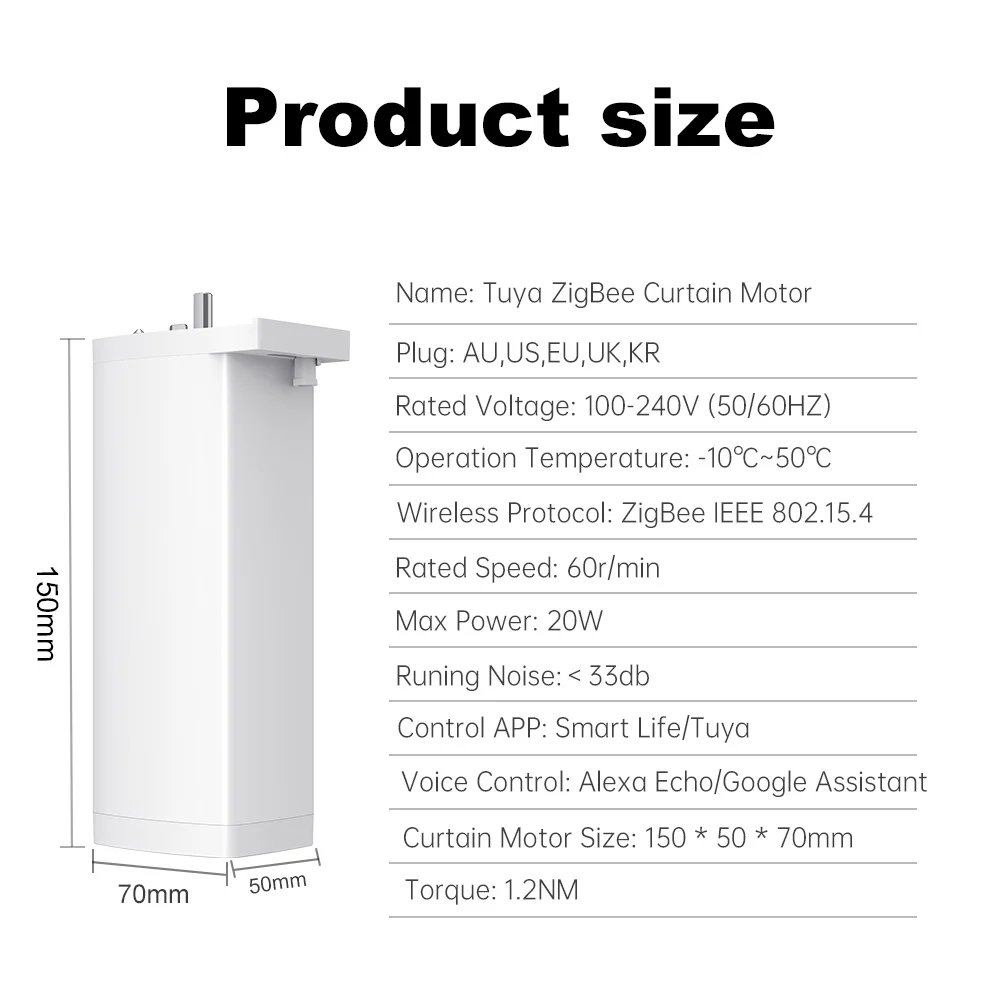 Inteligentny silnik do zasłon Smart Tuya Zigbee/WIFI, elektryczny, automatyczny, super cichy, inteligentny, obsługa głosowa Alexa Google Assistant
