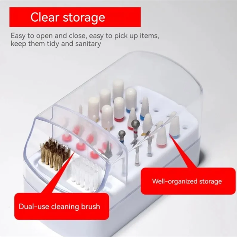 30 穴マニキュアヘッドオーガナイザーアクリルポータブルオーガナイザー防塵クリーニングオーガナイザープロのネイルアーティストの必需品