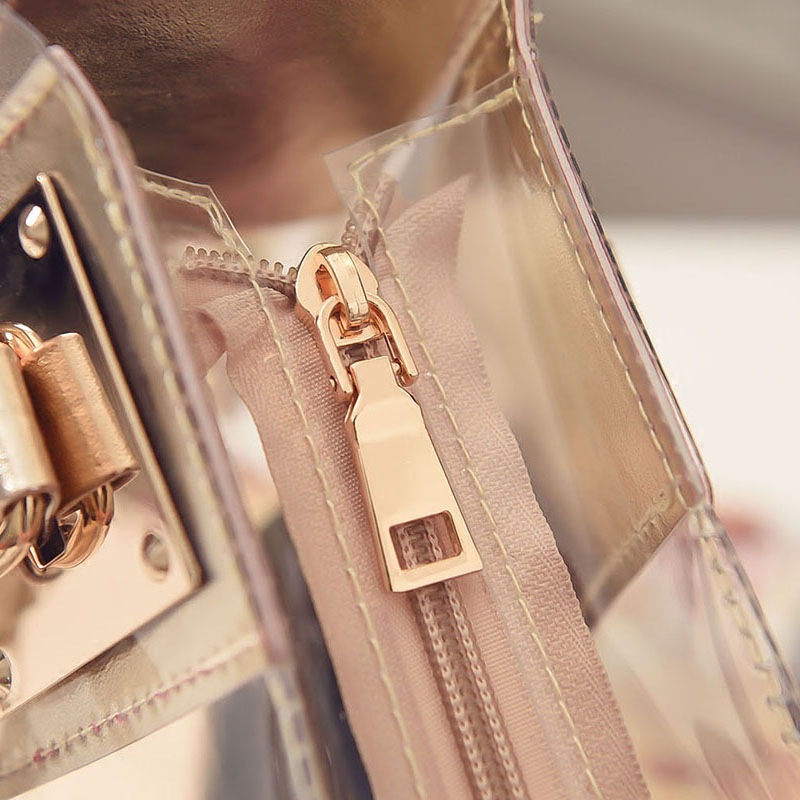 เปิดตัวใหม่แฟชั่นสี Candy โปร่งใสคอมโพสิตกระเป๋ากันน้ํา Commuter Street เดี่ยวไหล่กระเป๋าสตรี