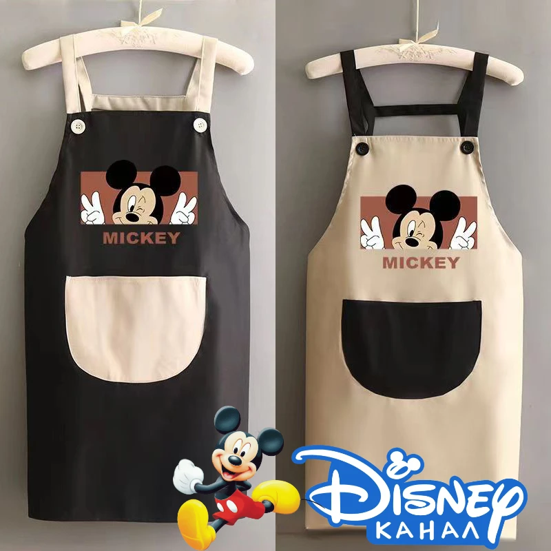 Фартук «Микки Маус» Disney, кухонный Водонепроницаемый Модный комбинезон, защита от загрязнений, кофейный комбинезон, одежда для выпечки, на лето