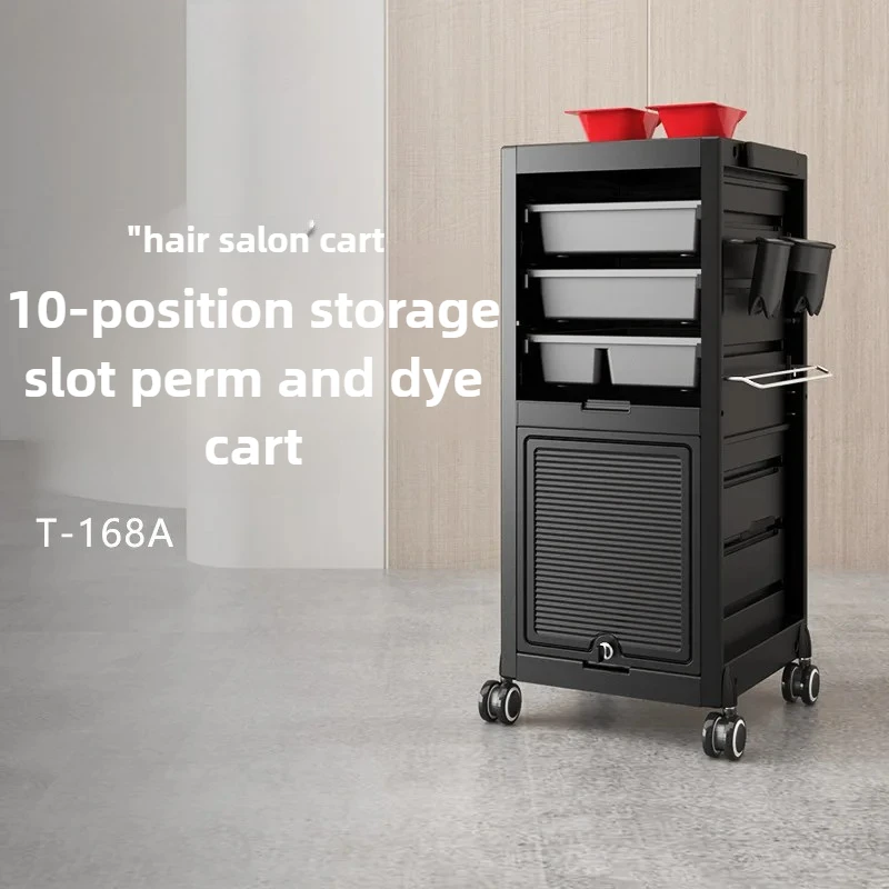 Lockable Salon Trolley Cart  Tool Organizer with Locks for Hair Stylist Stations Black Rolling Tool Cart Security Hairdresser