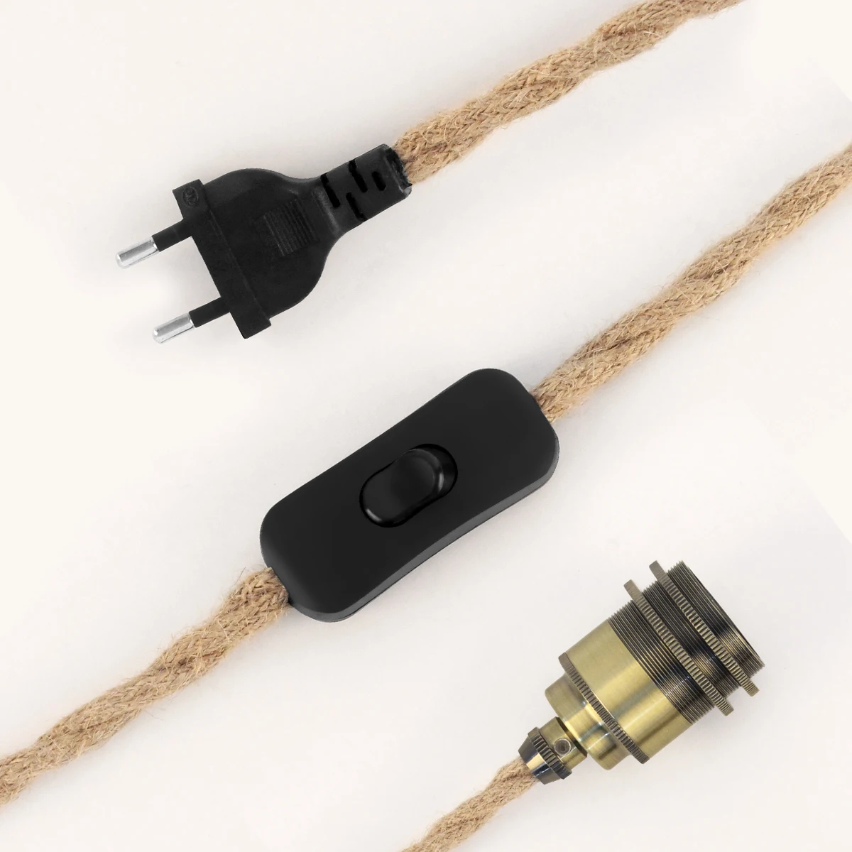 Vintage Power Cord Pendant Light 2M Hemp Rope Cables E26 E27 Lamp Holder Socket EU Plug Switch Industrial Pendant Light Fitting