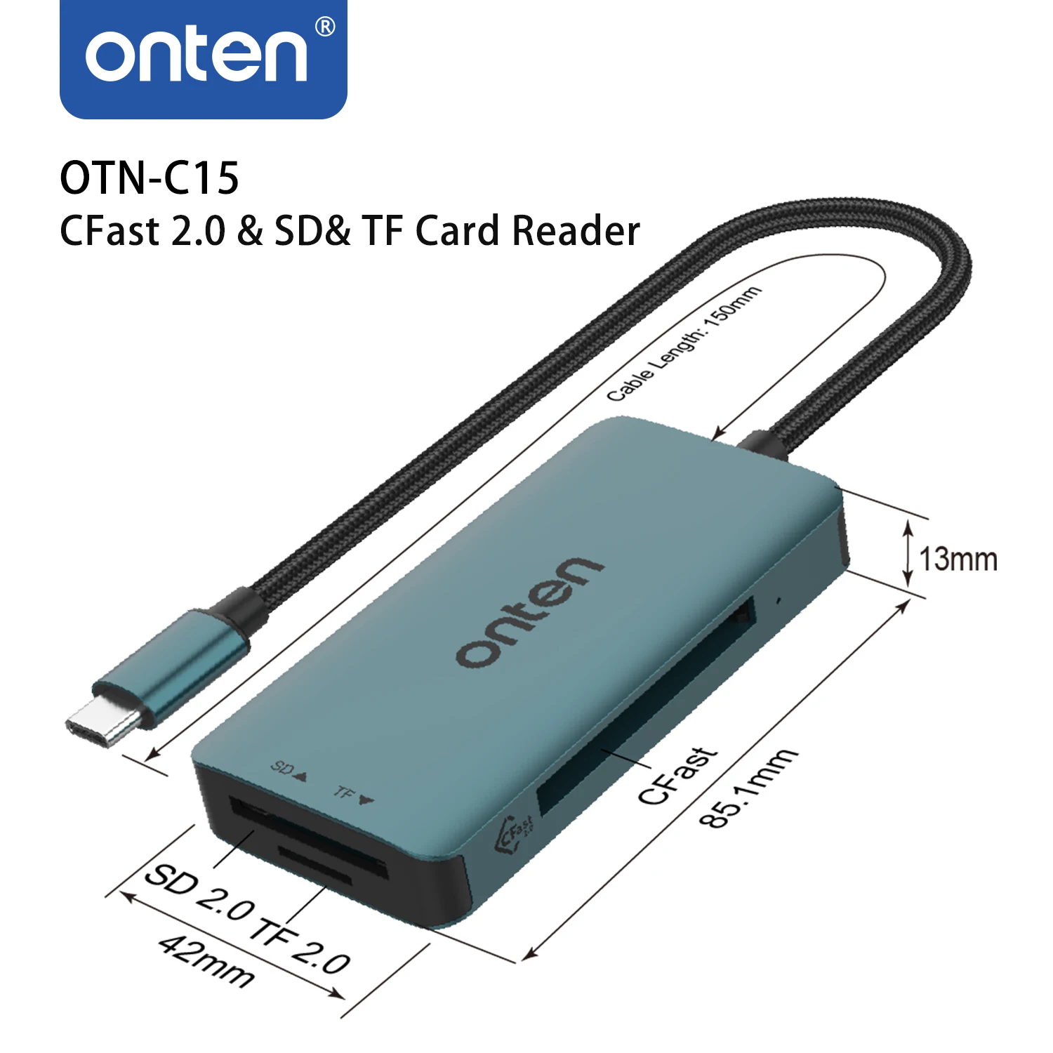 ONTEN Original OTN-C15 tipo C a CFast 2,0 lector de tarjetas SD TF