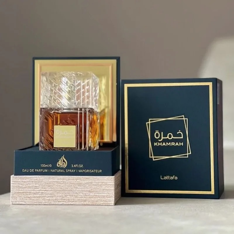 100ml Lattafa Perfumes Khamrah Médio Oriente Árabe Neutro High-end Fragrância Perfume de Colônia Masculino de Longa Duração