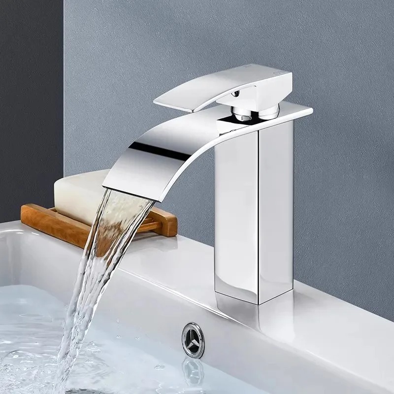 Bacia de lavagem cascata para casa, banheiro, aço inoxidável, torneira alta e baixa, preta, quente e fria, lavatório de vaso sanitário