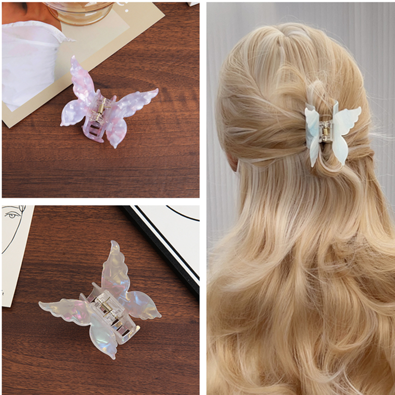 Ацетат Ретро Бабочка Коготь Для Волос Сладкая Милая Фея Красочные Женские Зажимы Для Волос Зажим Краб Повязка На Голову Зажимы Аксессуары Для Укладки Волос