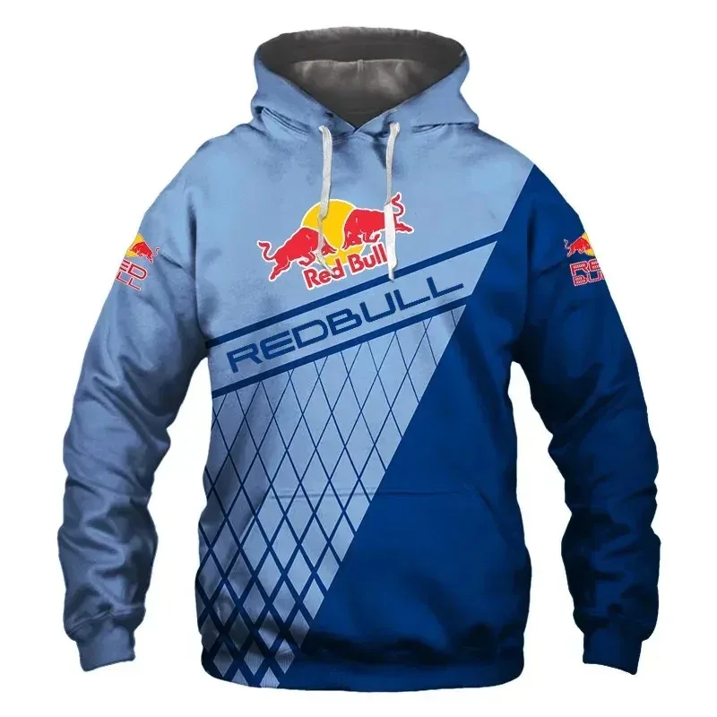 2025 nova primavera e outono Red Bull moletom com capuz moda de rua 3D impresso pulôver masculino roupas esportivas ao ar livre roupas de corrida