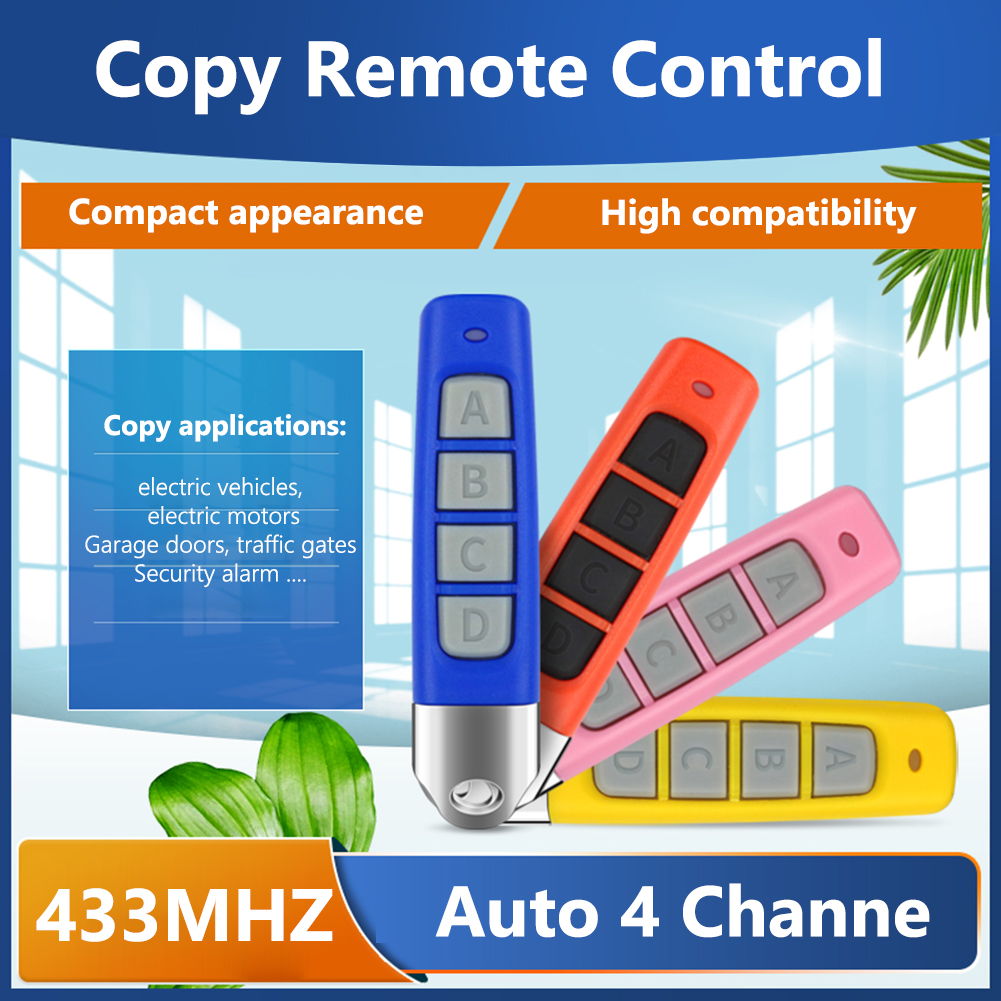 4-1pc controle remoto 433mhz controlador de cópia sem fio para chave do carro abridor de porta da garagem clonar código duplicador de controle remoto