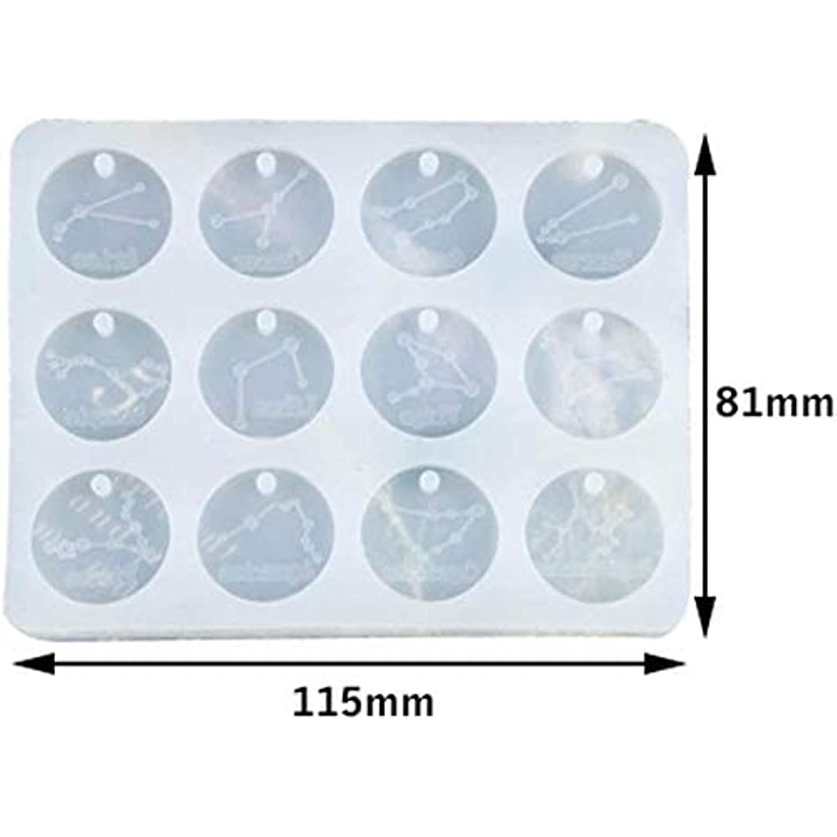 12 星座樹脂モールド、ラウンド星座エポキシ樹脂モールド、ジュエリー作成 DIY クラフト用
