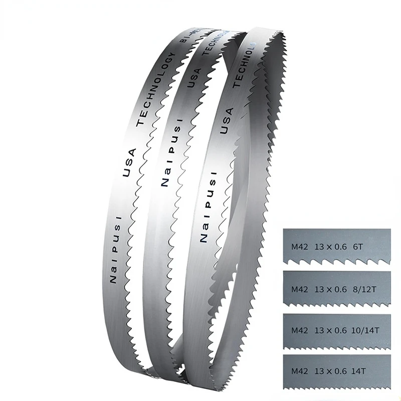 M42 bimetal 1/2 "band saw blade for woodworking. 1140-2930mm*13mm*0.6mm, with 6-14tpi band saw blade, support customization.