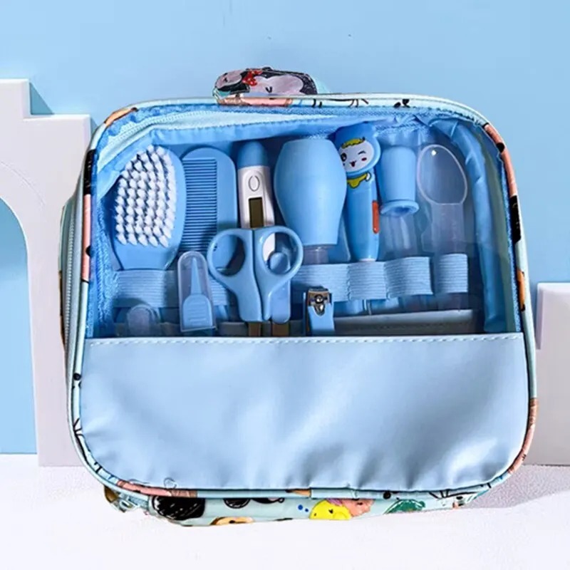 12 pçs kit de cuidados com o bebê crianças cabelo prego cuidados de saúde termômetro aliciamento escova kit clipper tesoura criança produtos de higiene pessoal