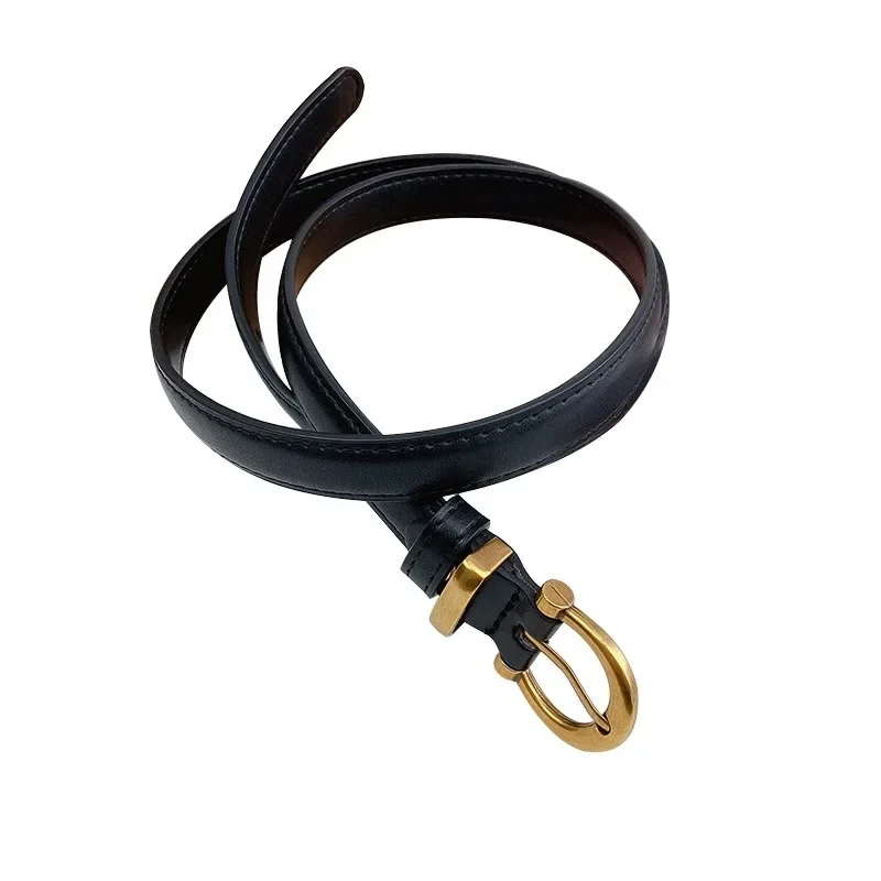 Cinturón de mujer estilo Instagram coreano nueva moda Retro Simple pequeña hebilla dorada negro práctico Jeans cinturón versátil cinturones Punk