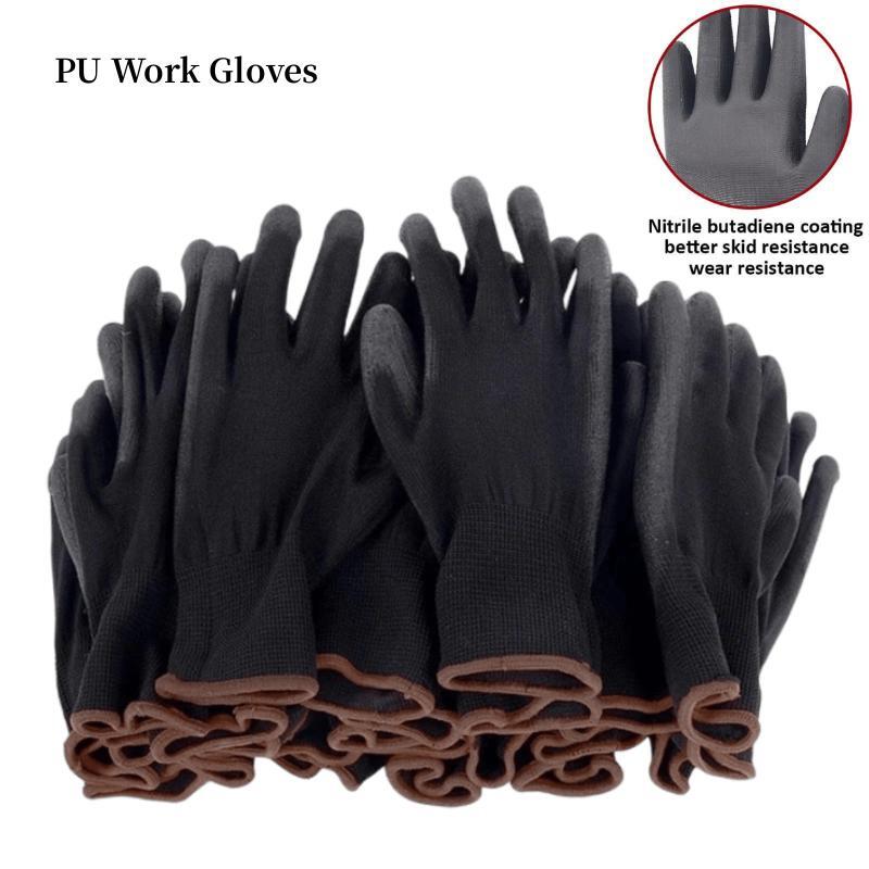 12 paia di guanti neri/grigi/orticoltura guanti da lavoro di sicurezza guanti di riparazione guanti rivestiti con palmo forniture per carpentiere riparatore