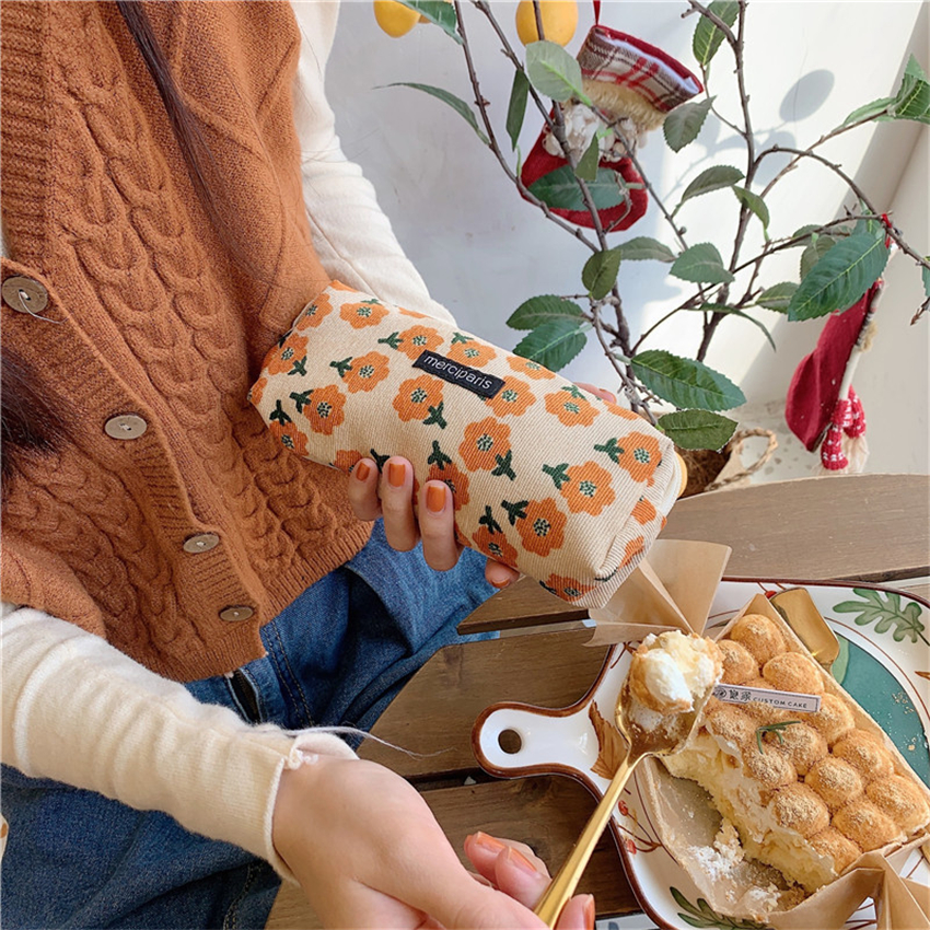 鉛筆ケース韓国文具レトロ Estuche ケースかわいい花鉛筆ケース女の子のための素材アブラソコムツ Papeleria Trousse Scolaire