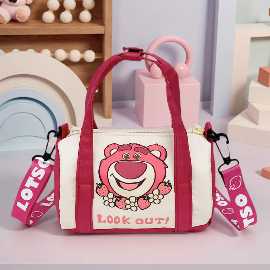 Borsa a tracolla in tela Stitch per donna Borsa a tracolla casual con orso fragola dei cartoni animati Pendolarismo quotidiano