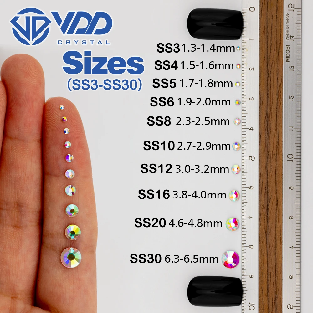 VDD Không Nóng Sửa Flatback Gọng Và Đồ Trang Trí Pha Lê Phụ Kiện Trang Trí Móng Miếng Dán Móng Tay DMC Lấp Lánh Đá Kim Cương Tự Làm