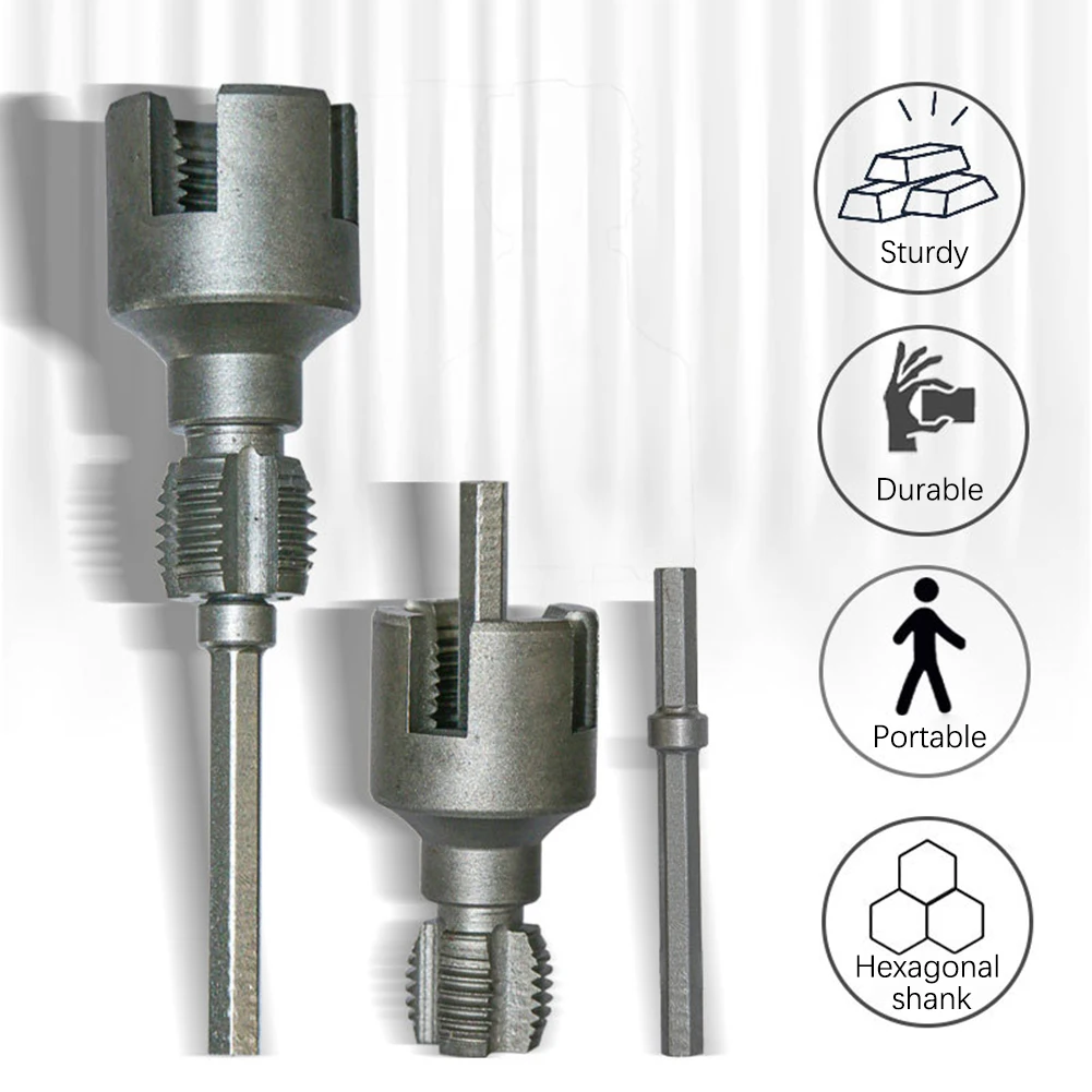 Electric Drill Compatible PVC Pipe Threader Kit, PVC Pipe Threader with 3 Dies 1/2" 3/4" 1" PVC Thread Maker Tool Pipe Threader