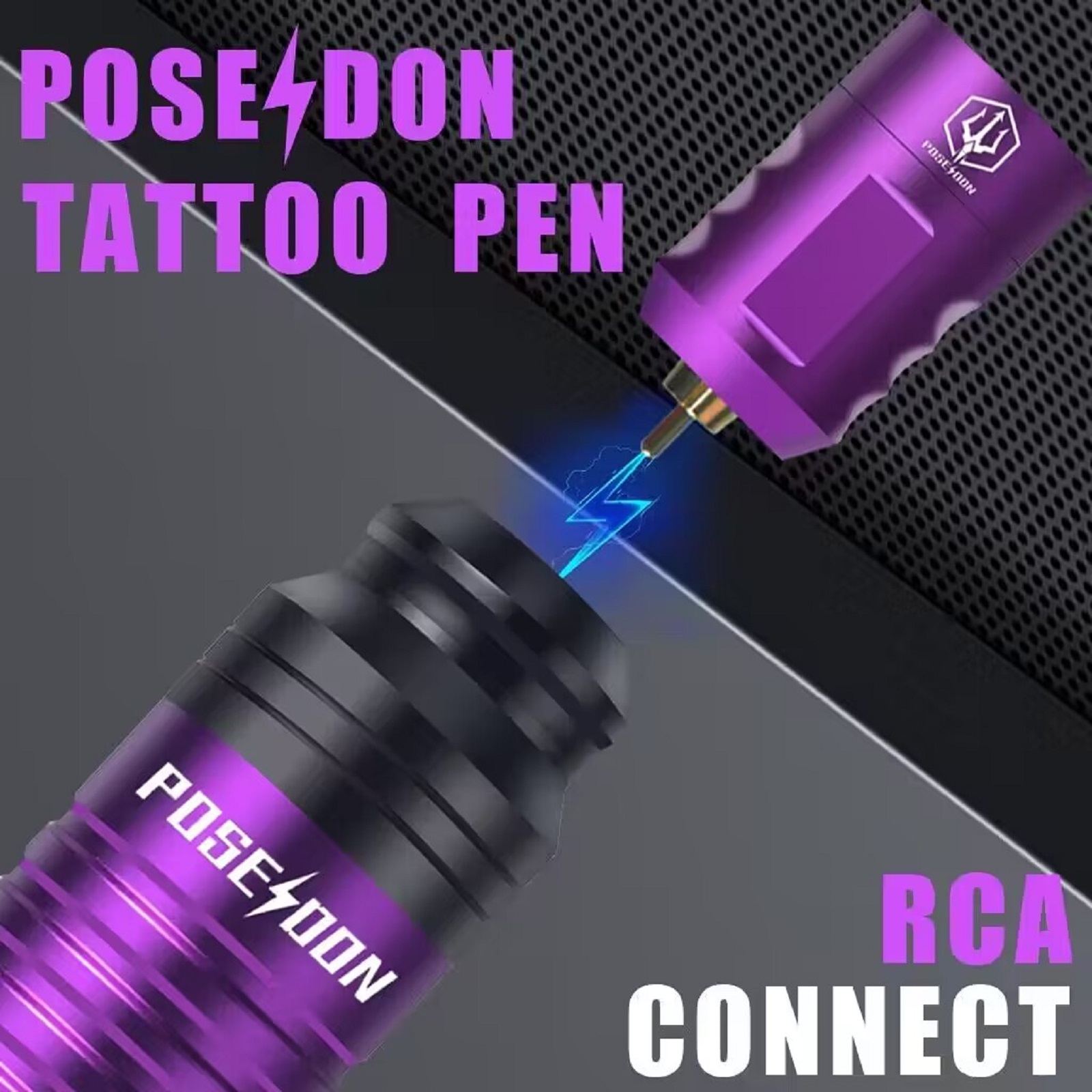 POSEIDON Kit de tatuagem Kit de caneta de tatuagem Kit de prática para iniciantes com fonte de alimentação sem fio Interface RCA Kit de máquina de tatuagem