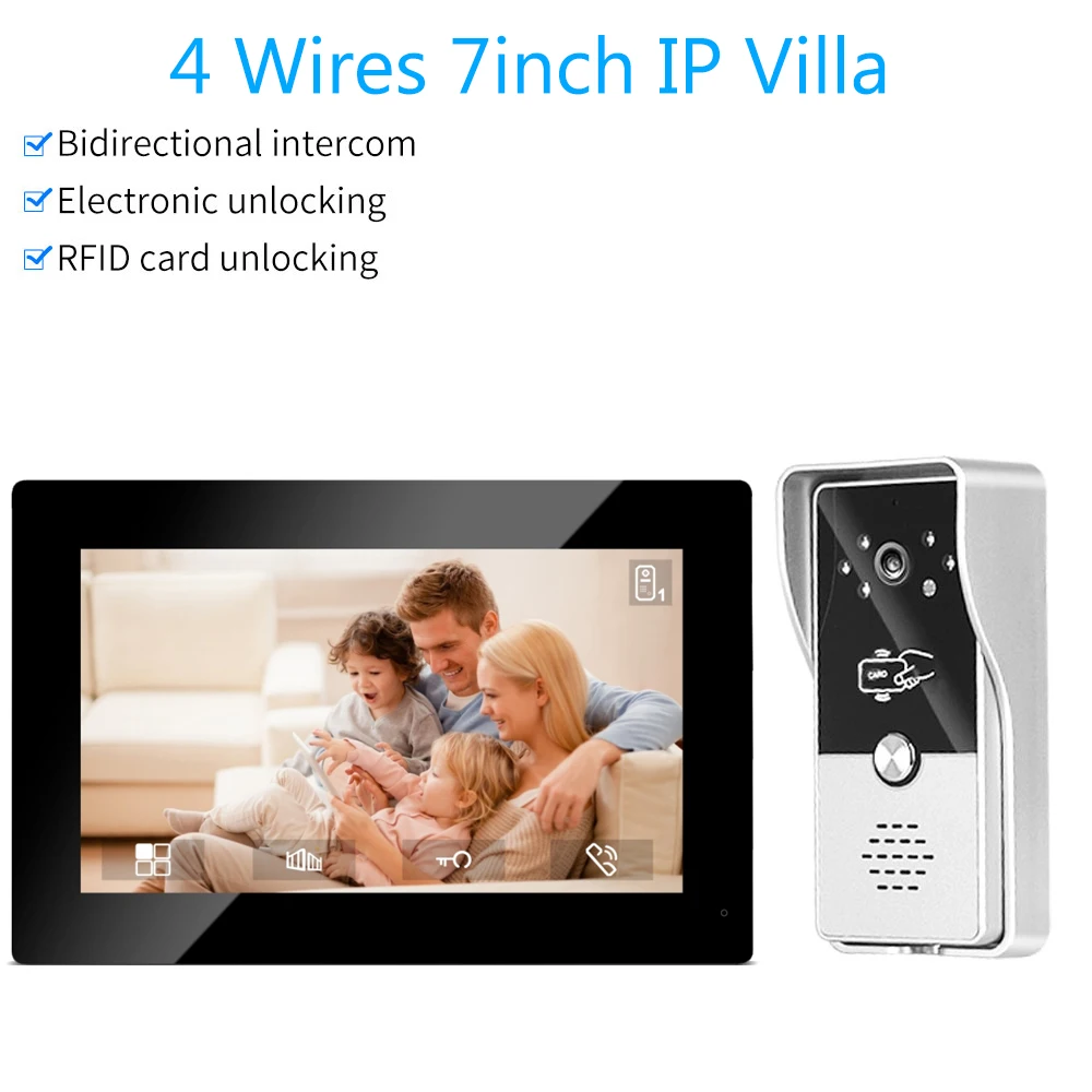 7 inch Kleur Bedraad Video-intercom Systeem Visuele Deurtelefoon Camera Video Deurbel Deurtelefoon Kits voor Thuis IP Villa appartement M72T