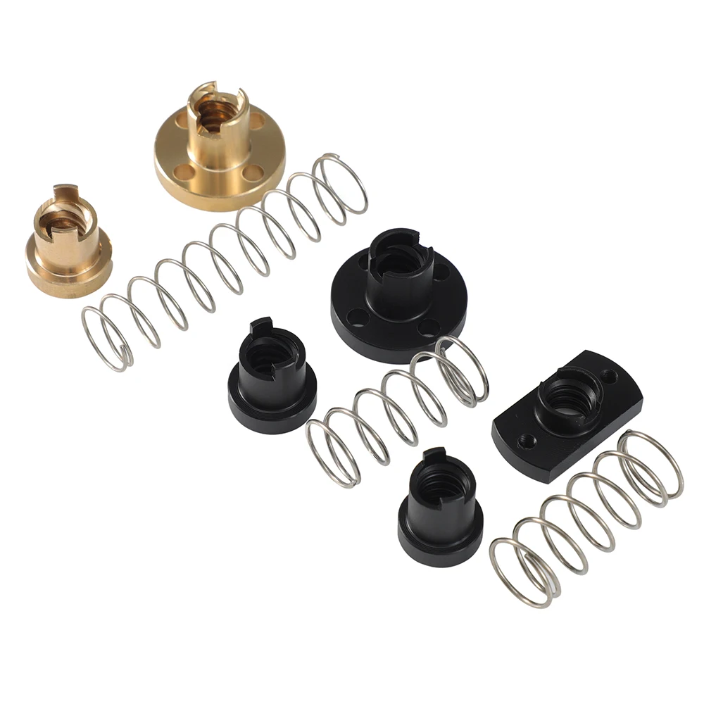 3DSWAY T8 Chống Phản Ứng Dữ Dội Vít Dẫn Bằng Đồng/POM Mùa Xuân Đai Ốc Loại Bỏ Khoảng Cách Dẫn 2Mm/4mm/8Mm Cho CNC 3D Máy In Phần Ender 3 CR10