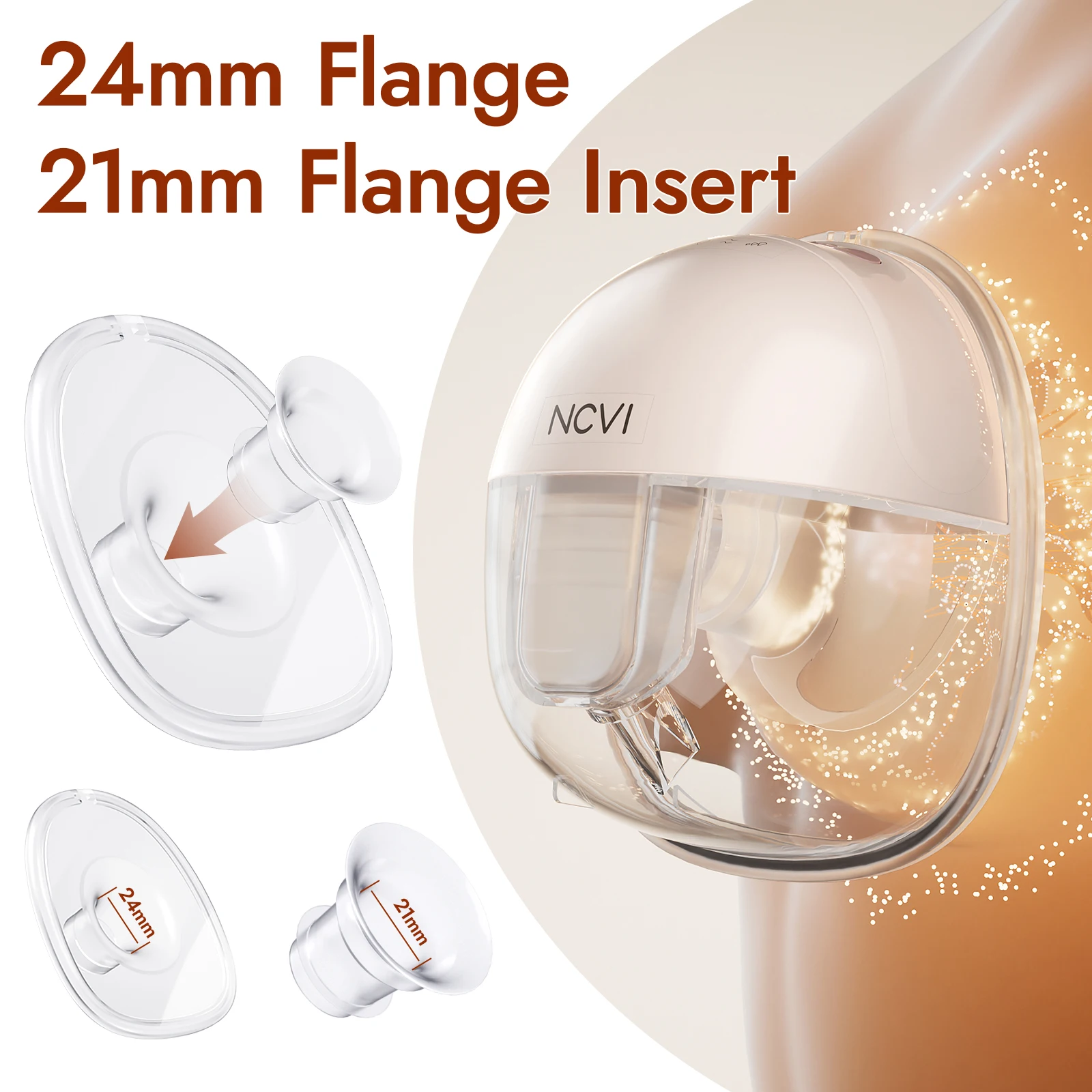 Bomba tira-leite elétrica vestível NCVI 8111, bomba sem fio portátil com 4 modos e 9 níveis, bombas duplas com flanges de 21/24 mm