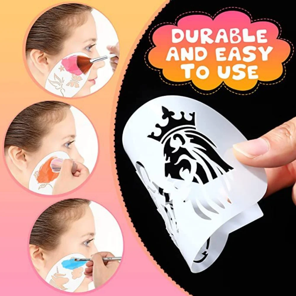 Face Paint Stencils Professional Body Art Paint Stencils Reusable For Adults Kids Easily Use Templates For Parties Makeup Tools