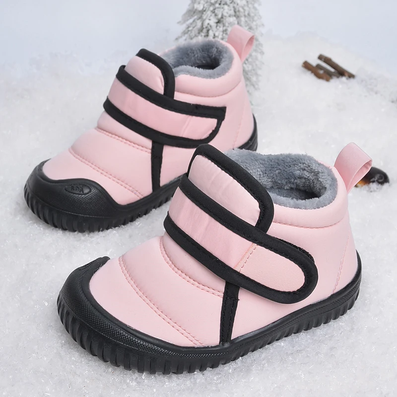 Alta qualidade durável crianças ao ar livre antiderrapante impermeável macio pelúcia inverno neve botas curtas e8218