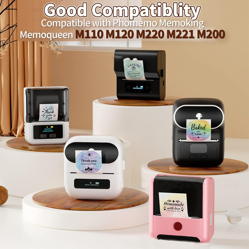 50x50 Neuer Thermo-Etikettendrucker Aufkleber Selbstklebender Farblaser-Thermopapieranzug für Phomemo M110 M200 M120 E210 Etikettendrucker