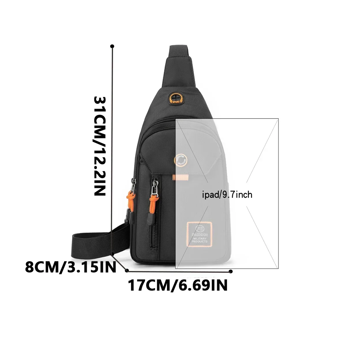Mochila para hombre Adventure Sling - Espacioso y resistente para deportes al aire libre, senderismo y viajes - Bolsa de pecho versátil con múltiples bolsillos
