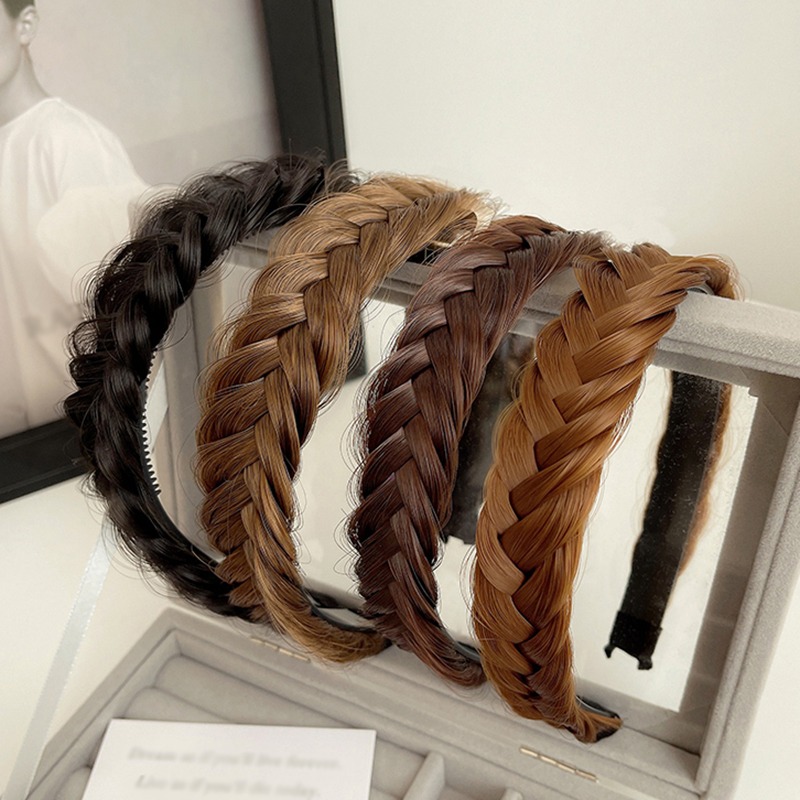 ผู้หญิงวิกผมสังเคราะห์ Twist ถักผมแฟชั่น Braids อุปกรณ์เสริมผมผู้หญิงโบฮีเมียนธรรมชาติแถบคาดศีรษะยืดสําหรับงานปาร์ตี้