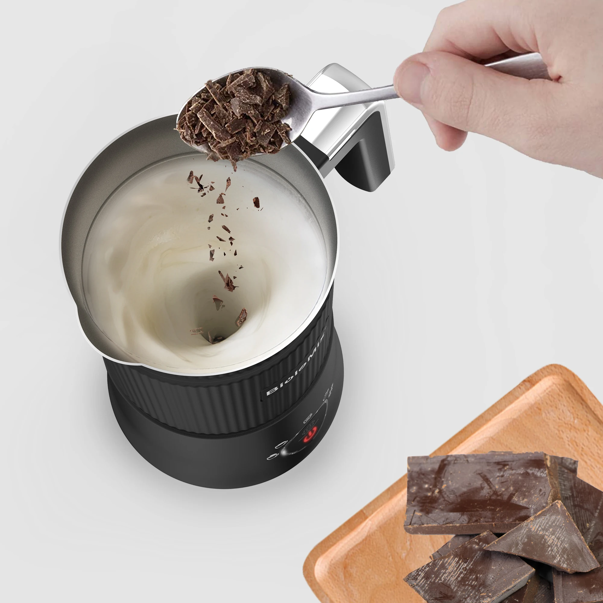 BioloMix ที่ถอดออกได้เครื่องตีฟองนมและ Steamer,5-in-1 อัตโนมัติร้อน/เย็นโฟมและช็อกโกแลตร้อน Maker,เครื่องล้างจานปลอดภัย