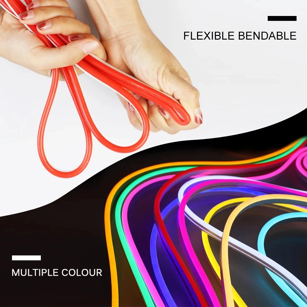 5 メートル 12 ボルト防水シリコーンネオンライト単色 LED 柔軟なストリップライト寝室リビングルームパーティー DIY 装飾ライト