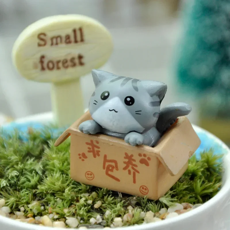家の装飾のためのカワイイミニ猫の装飾品、庭の子猫の像、子供の贈り物、赤ちゃんの部屋のおもちゃ、ミニチュア置物、4個