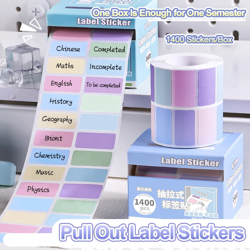 400/1400 ดึง Sticky Notes Morandi สีชื่อสติกเกอร์ Sticky Notes กาว Macaron สี Index ป้ายสติกเกอร์