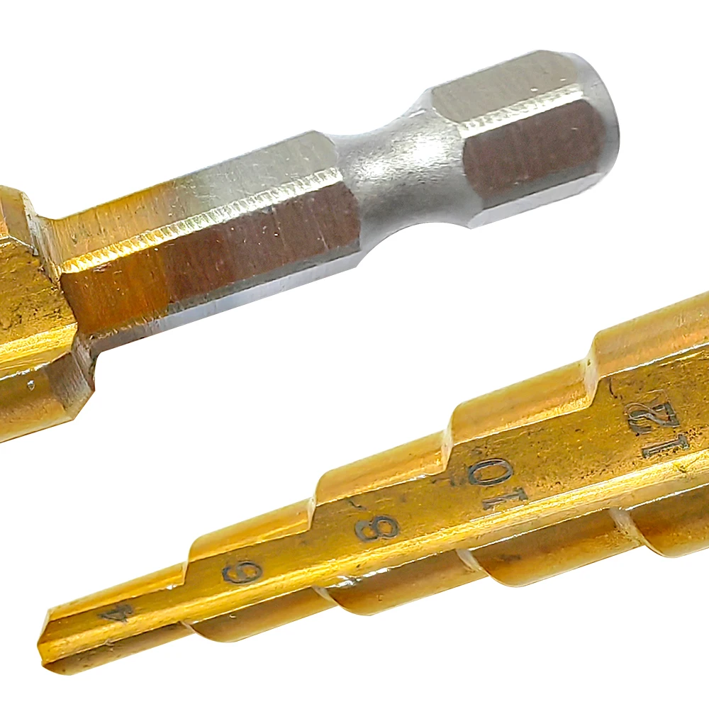 Hexagonal handle titanium plated ladder drill tower drill bit set 3-12/4-12/4-20mm small three piece set
