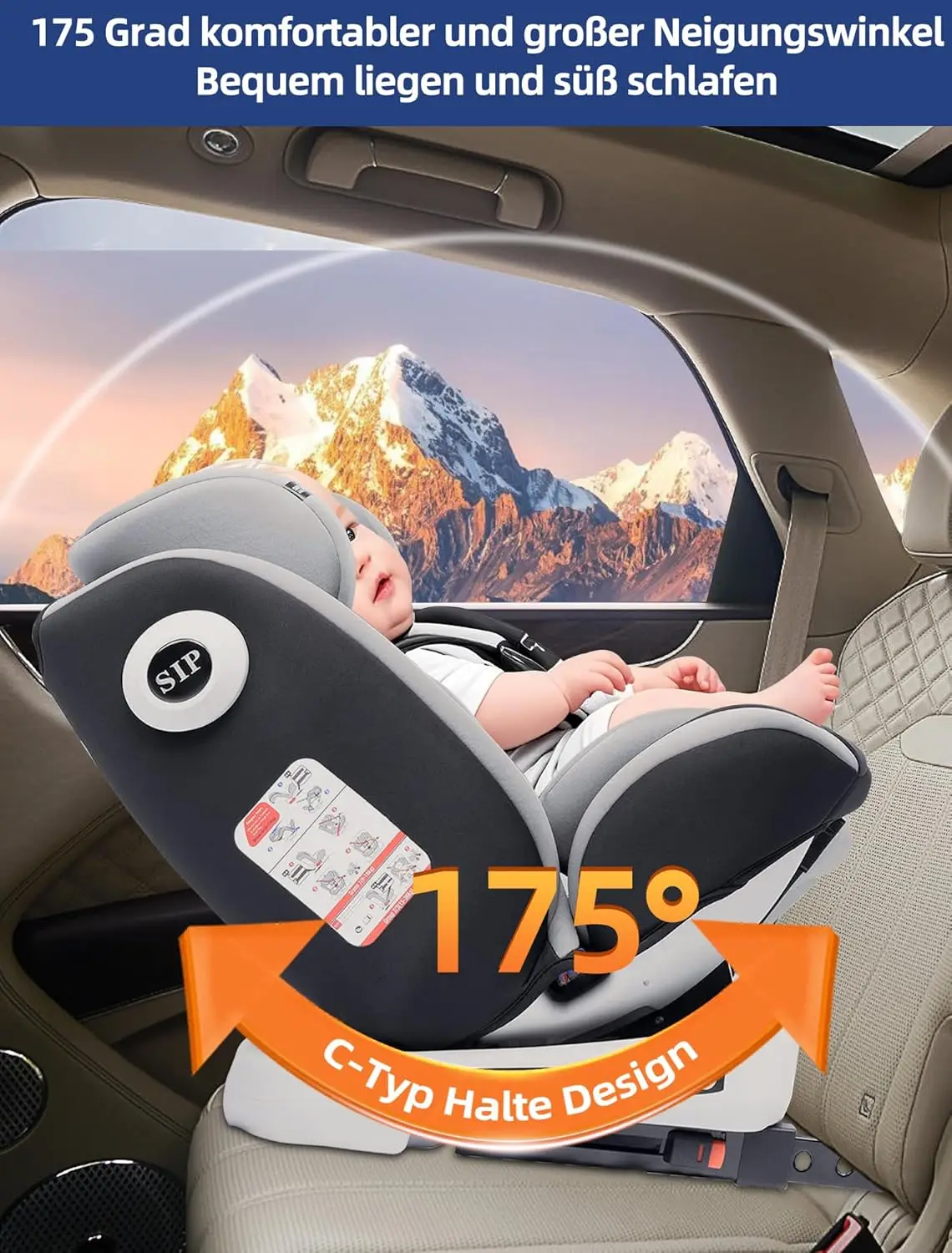 Siège auto bébé AP03 KL005 ECE R129 pivotant à 360° avec Isofix ECE R129, Groupe 0+1/2/3 (9-36 kg/0-12 ans), ceinture de sécurité 5 points