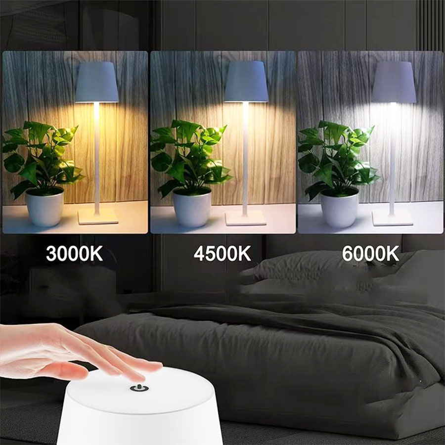 タッチスイッチ付き充電式LEDデスクランプ,調光可能なテーブルライト,寝室,リビングルーム,バー,ディナー,装飾ライト,3色