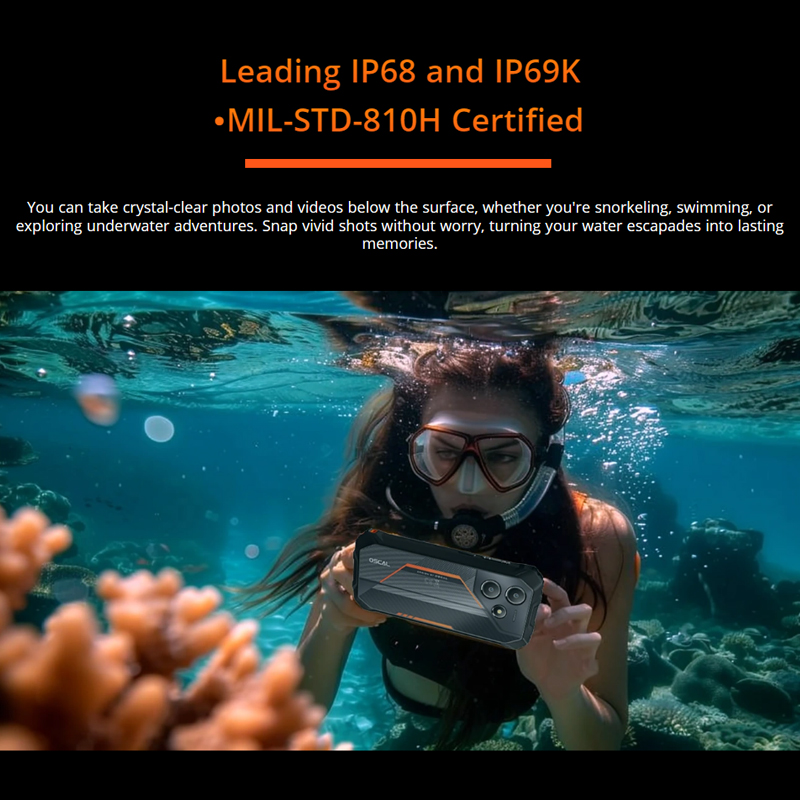 Blackview OSCAL Marine 2 Rugged Phone 8GB RAM 256GB Smartphone AI 11000mAh Battery 6.56 " HD+Display Unisoc T61 Android 15 NFC