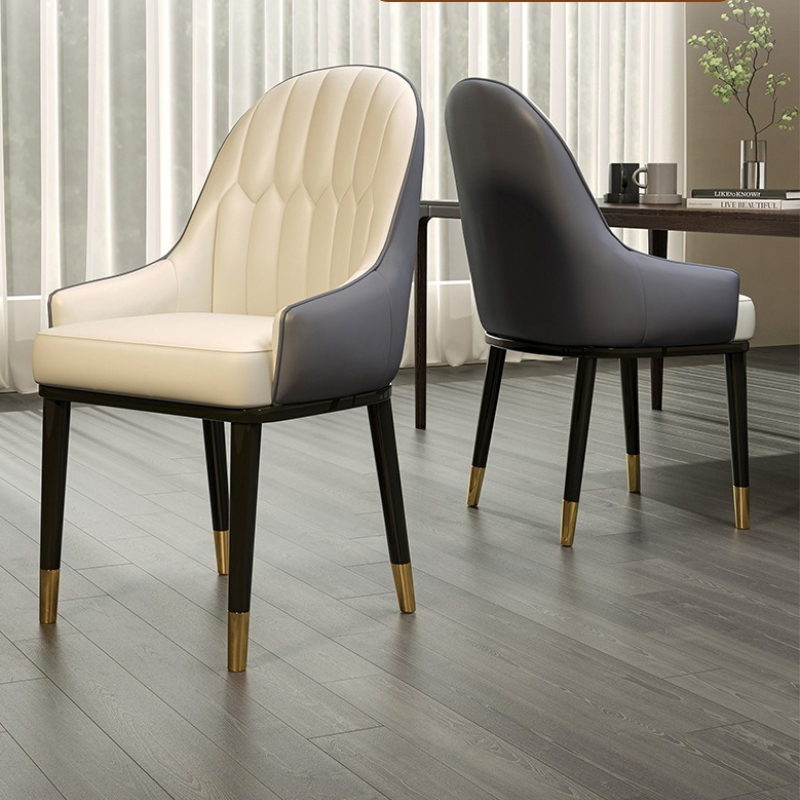 Обеденные стулья для отеля середины века, металлические современные роскошные элегантные стулья из искусственной кожи, обеденные стулья, мягкая спинка, мебель для дома, шезлонг